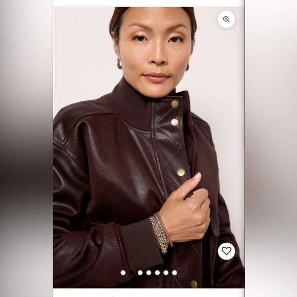 Evereve Dark Brown Bomber Jacket NWOT - Picture 3 of 16